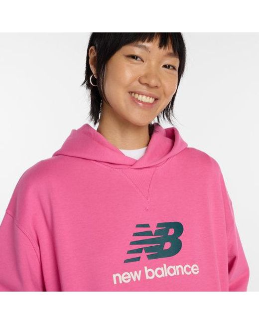 New Balance Pink Athletics French Terry Logo Hoodie