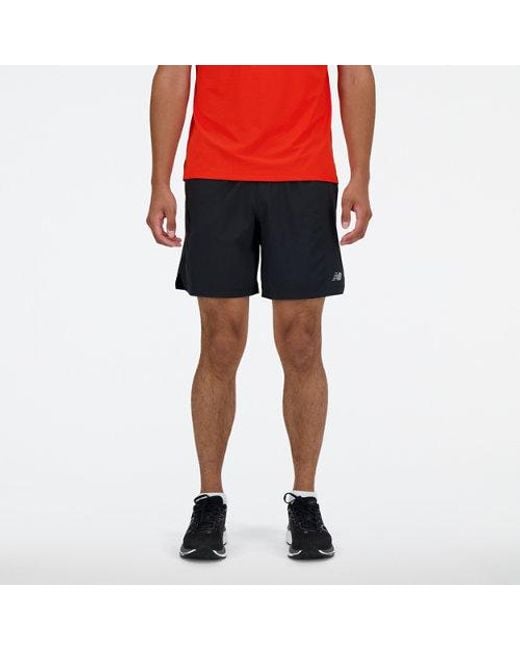 New Balance Red Rc Short 7" In Black Polywoven for men