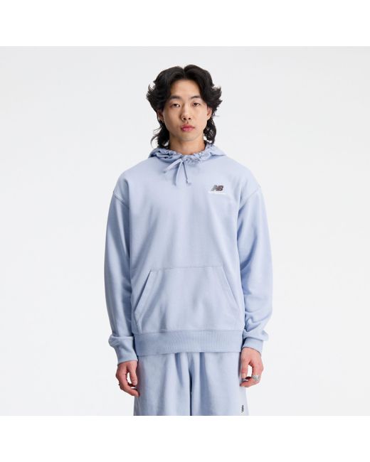 New Balance Blue Uni-ssentials French Terry Hoodie In Grey Cotton