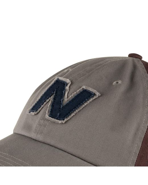 New Balance Brown 6 Panel Color Block N Hat In Cotton