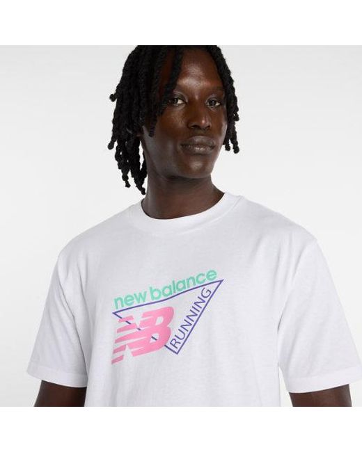 New Balance White Classic Tri-Logo T-Shirt for men