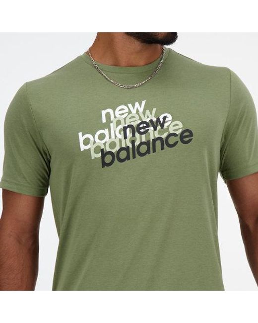 New Balance Sport Essentials Heathertech Graphic T-shirt In Green Poly Knit for men