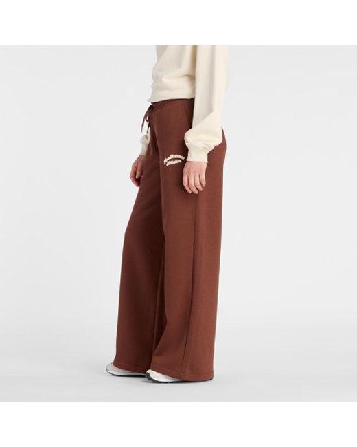 New Balance Red Linear Heritage Fleece Wide Leg Pant
