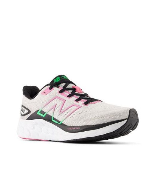 New Balance White Fresh Foam 680 V8 In Grey/black/pink/green Textile
