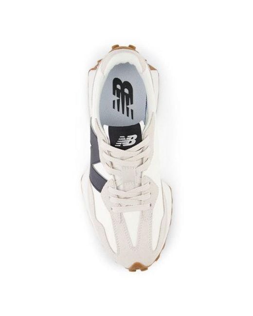 New Balance White 327 In Beige/black Suede/mesh
