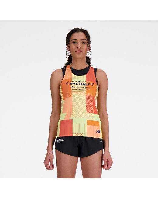 New Balance Red United Airlines Nyc Half Printed Singlet