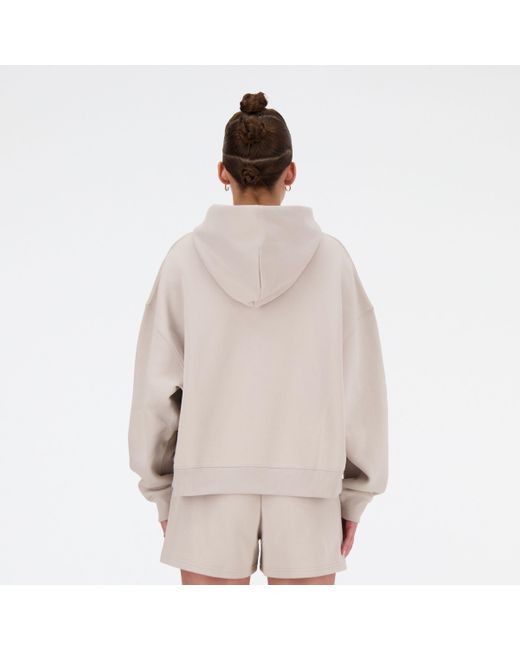 Linear heritage brushed back fleece hoodie New Balance de color Natural