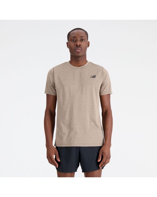 New Balance Natural Tenacity T-shirt In Brown Poly Knit for men