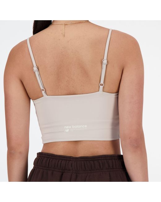 New Balance White Nb Harmony Light Support Sports Bra In Poly Knit