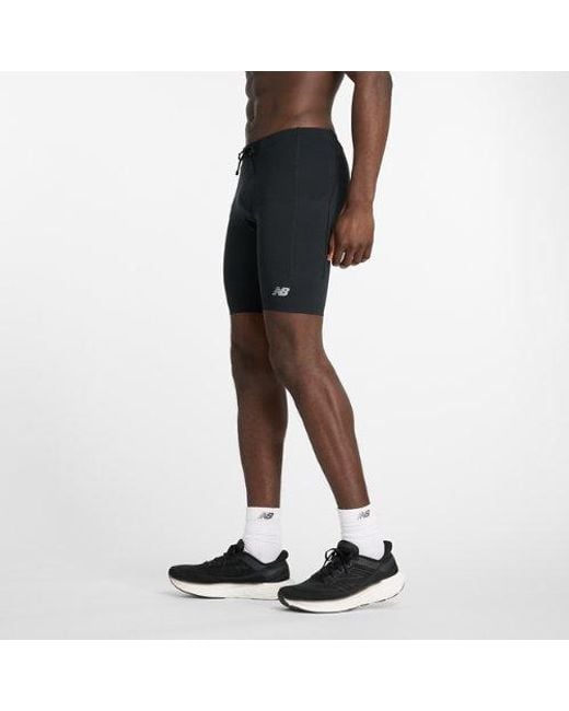 New Balance Nb Sleek Pocket Half Tight 9" In Black Poly Knit for men