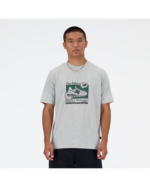 New Balance White Sport Essentials Ad T-Shirt for men