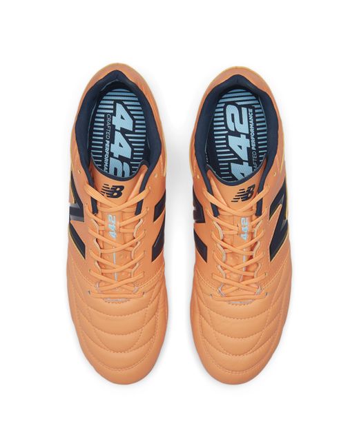 New Balance Pink 442 Pro Fg V2 In Orange/blue Leather for men