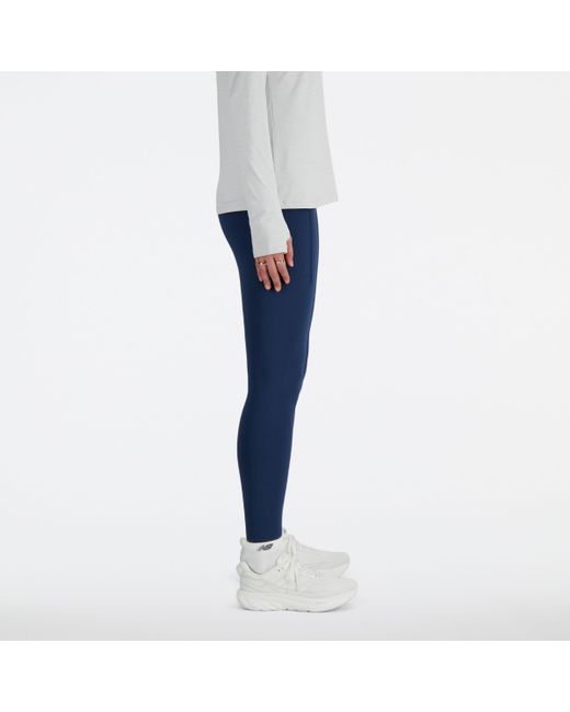 New Balance Nb Sleek Pocket High Rise legging 27" In Blue Poly Knit