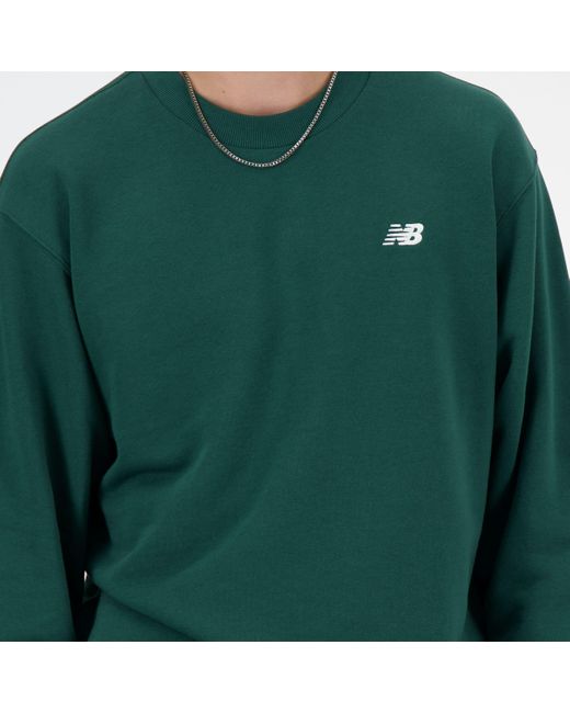 New Balance Sport Essentials French Terry Crew In Green Cotton for men