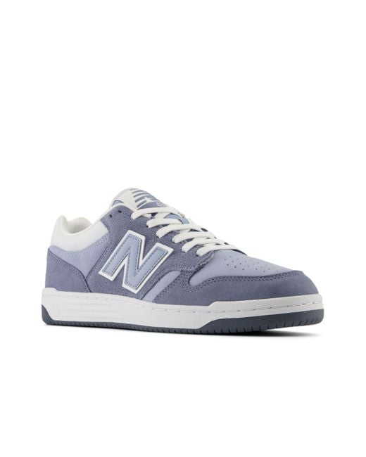 New Balance Blue 480 In Cool Grey Leather for men