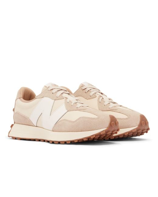 New Balance Pink 327 In Brown/white/beige Suede/mesh for men