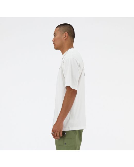 Shifted oversized t-shirt in bianca di New Balance in White da Uomo