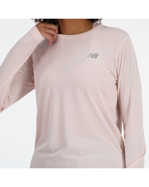 New Balance Pink Athletics Long Sleeve In Poly Knit