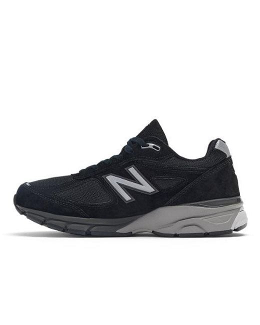 New Balance Blue Made In Usa 990v4 In Black/grey Leather