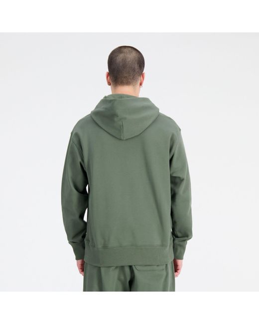 New Balance Athletics Remastered Graphic French Terry Hoodie In Green Cotton Fleece for men