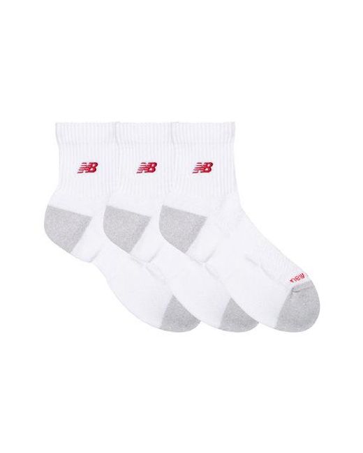 New Balance White Active Premium Qtr 3 Pack Socks 3 Pack