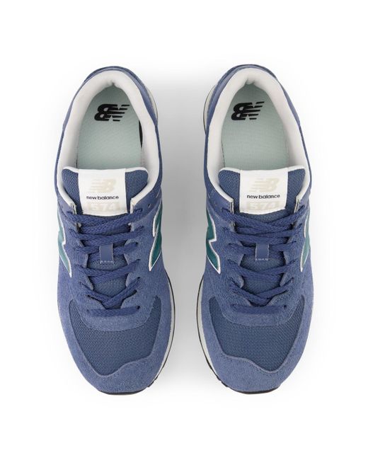 New Balance 574 In Blue/green Suede/mesh