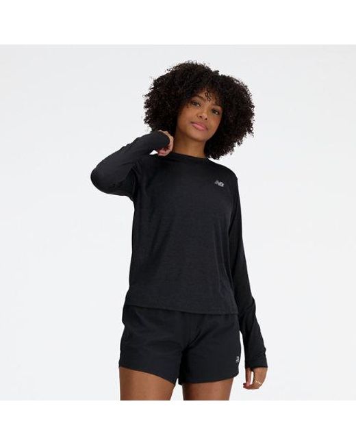 Femme Athletics Long Sleeve En, Poly Knit, Taille New Balance en coloris Black