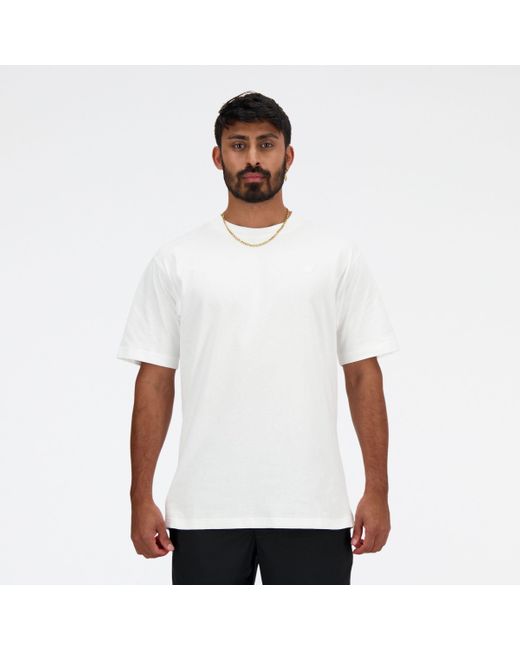 New Balance White Athletics Cotton T-shirt for men
