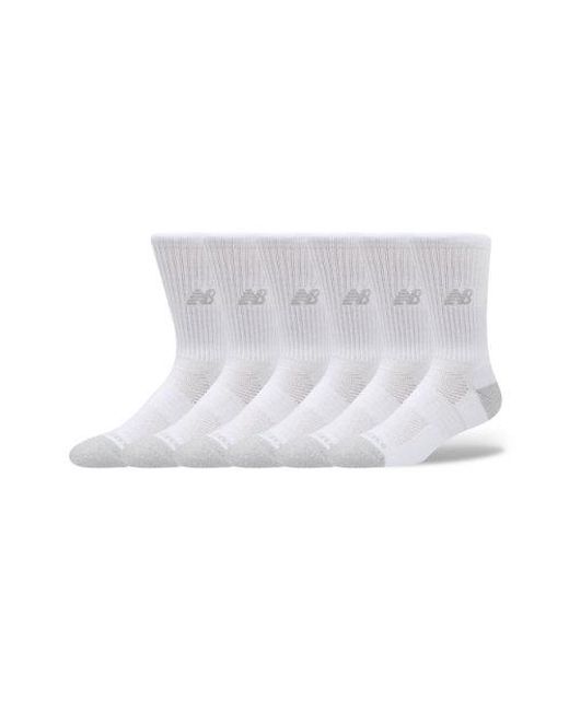 New Balance White Active Crew Socks 6 Pack