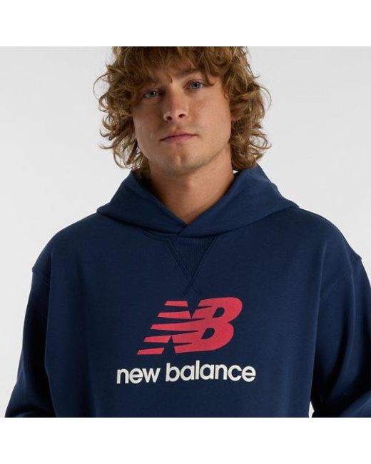 New Balance Blue Athletics French Terry Logo Hoodie for men