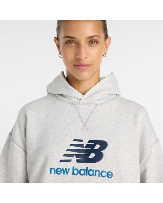 New Balance White Athletics French Terry Logo Hoodie
