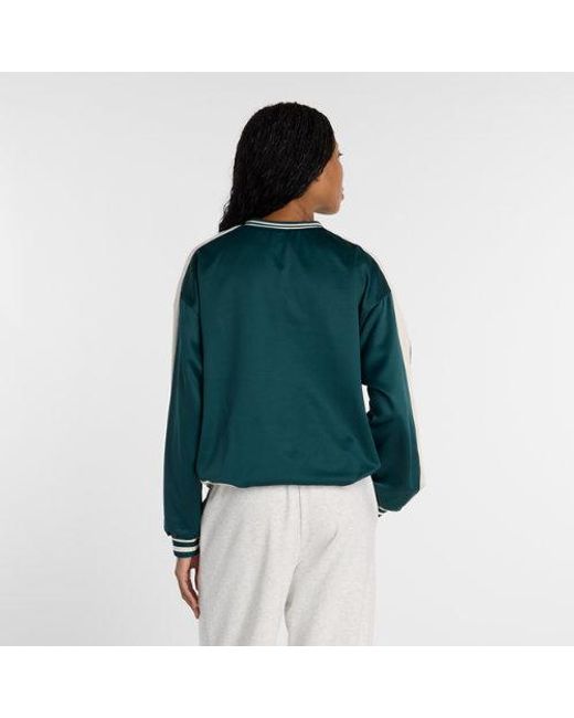 New Balance Green Satin Woven Pullover