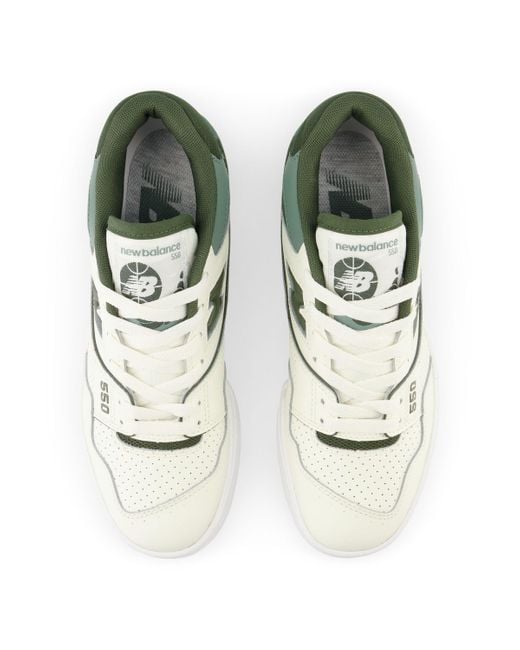 New Balance White 550 In Beige/green Leather