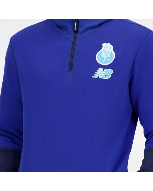 New Balance Blue Fc Porto Overhead Hoodie In Black Polyester for men