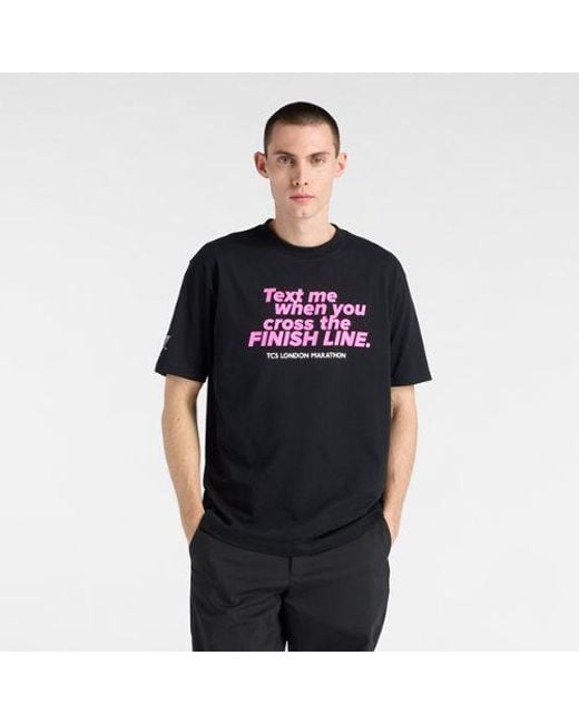 New Balance Black London Edition Finisher Graphic T-Shirt for men