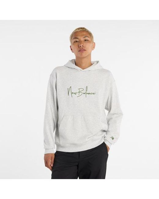 New Balance Gray Athletics Signature Hoodie for men