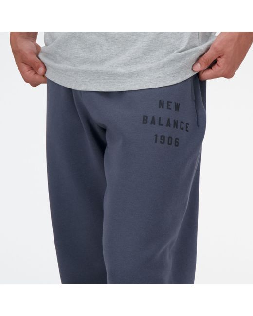 New Balance Blue Iconic Collegiate Fleece jogger In Grey Poly Fleece for men