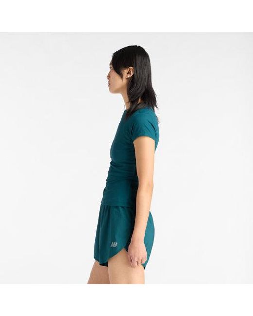 New Balance Blue Ribbed Fitted T-Shirt