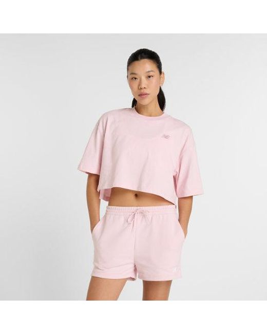 New Balance Pink Damen Logo Oversized Jersey T-Shirt