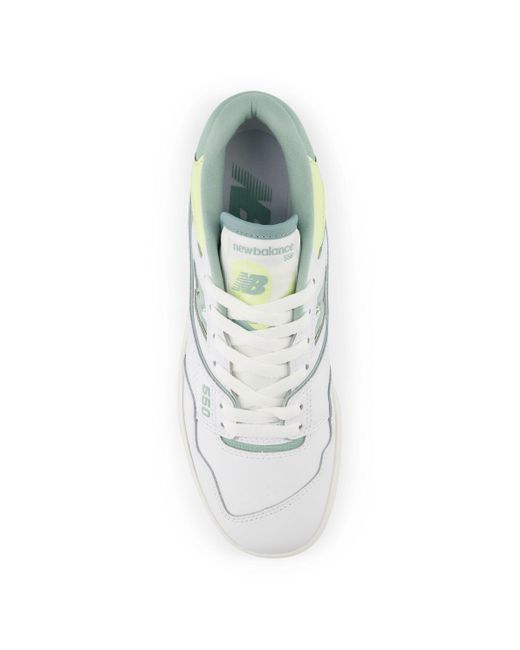New Balance White 550 in weiß/grün/gelb