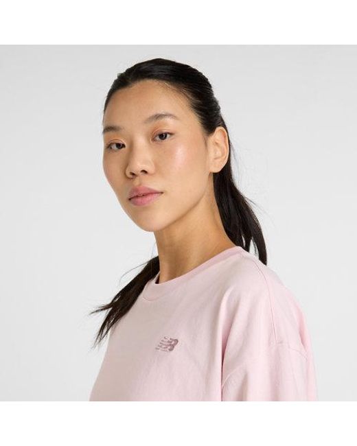 New Balance Pink Damen Logo Oversized Jersey T-Shirt