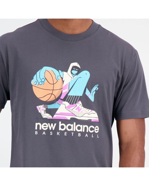 New Balance Blue Hoops Cotton Jersey Short Sleeve T-shirt In Black for men