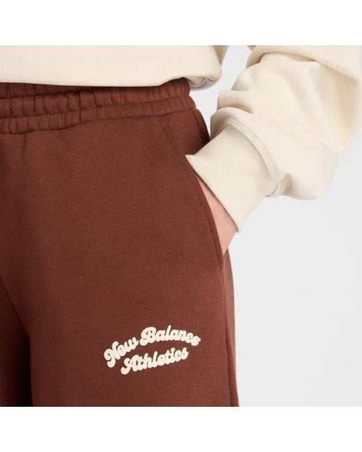 New Balance Red Linear Heritage Fleece Wide Leg Pant
