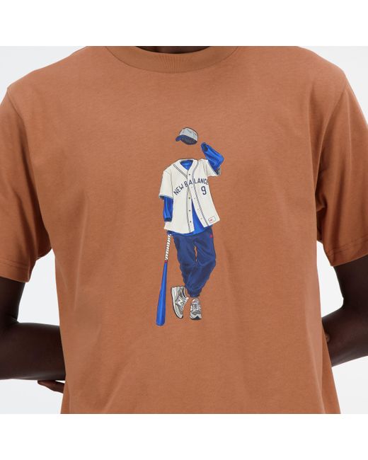 New Balance Athletics baseball t-shirt in braun in Brown für Herren