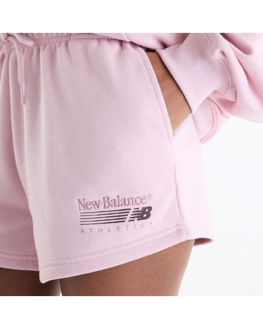 New Balance Pink Trackside French Terry Short