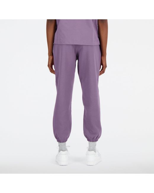 New Balance Sport Essentials Premium Fleece Pant In Purple Cotton