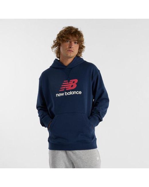 New Balance Blue Athletics French Terry Logo Hoodie for men