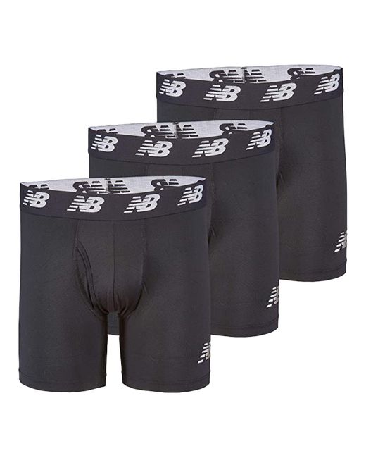 New Balance Black Premium 6 Inch Boxer Brief With Fly 3 Pack for men