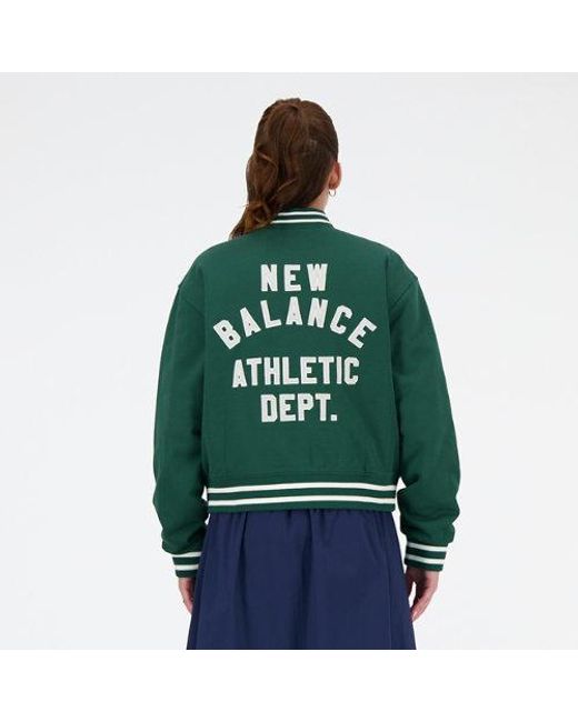 Femme Sportswear'S Greatest Hits Varsity Jacket En, Cotton, Taille New Balance en coloris Green