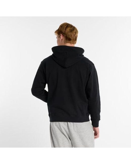 New Balance Black Sweatshirt Athletics French Terry Logo Hoodie for men